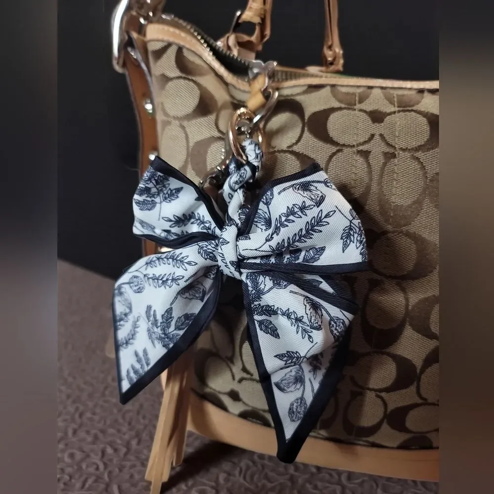 Floral Bow Bag Key Charm